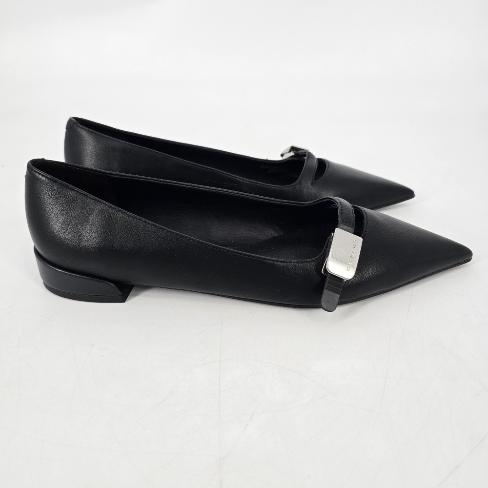 Charles & Keith Robbie Pointed-Toe Ballet Flats in Black Size 37 NEW